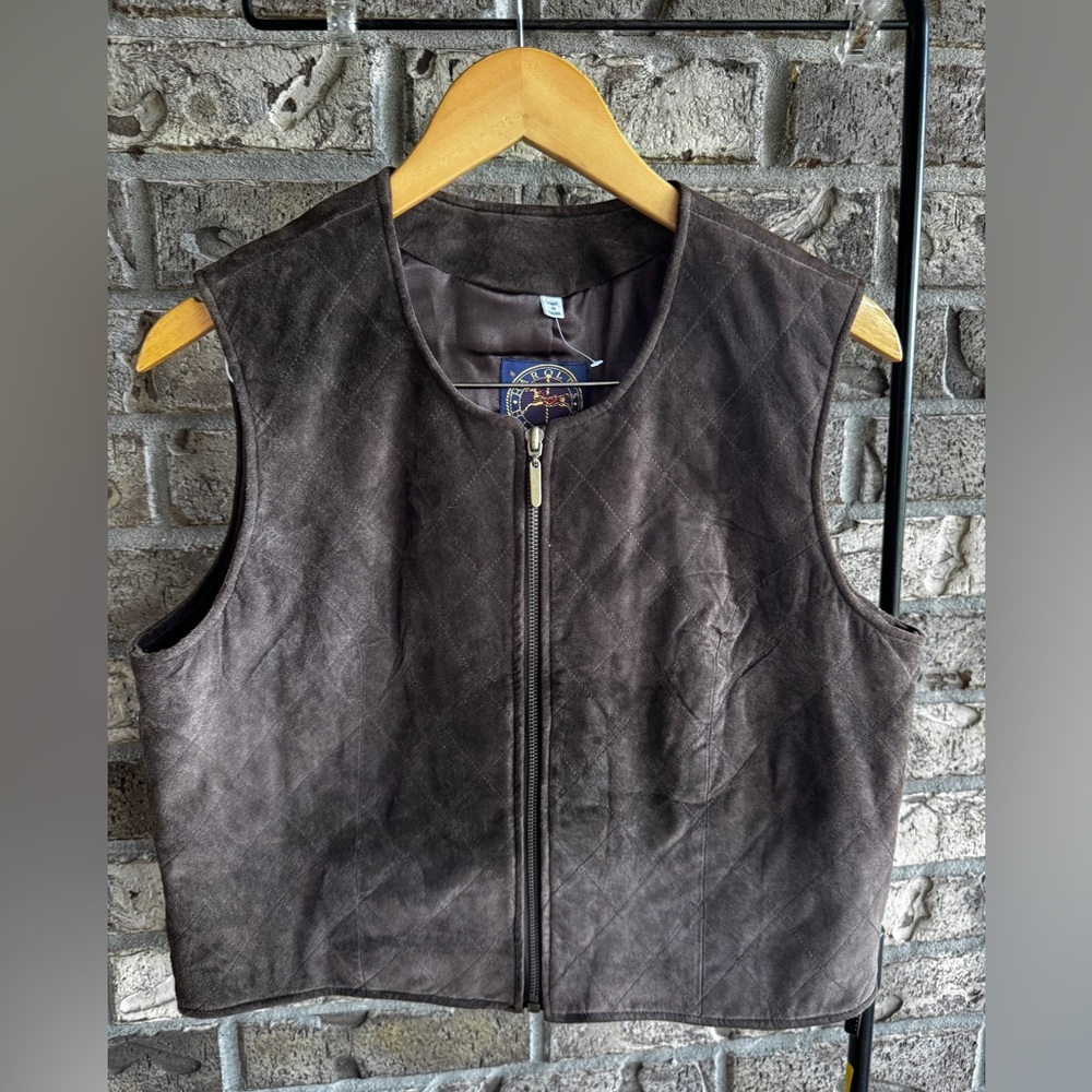 Harold’s Vintage Genuine Suede Leather Vest Brown Zip Western Boho Womens L - Picture 3 of 13